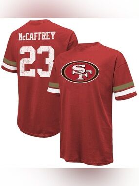 Christian McCaffrey San Francisco 49ers Majestic Threads Name/Number Oversized L